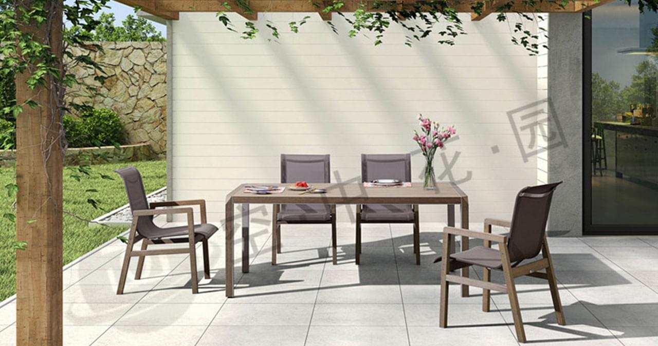 帝加郁金香现代特斯林户外桌椅组合 花园庭院家具休闲铝合金桌椅（1桌4椅）