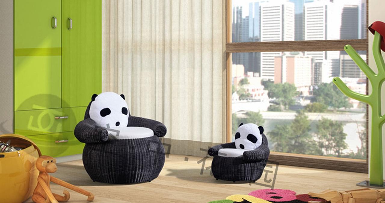 帝加熊猫造型户外椅大小件套 可爱时尚个性阳台室外椅藤沙发