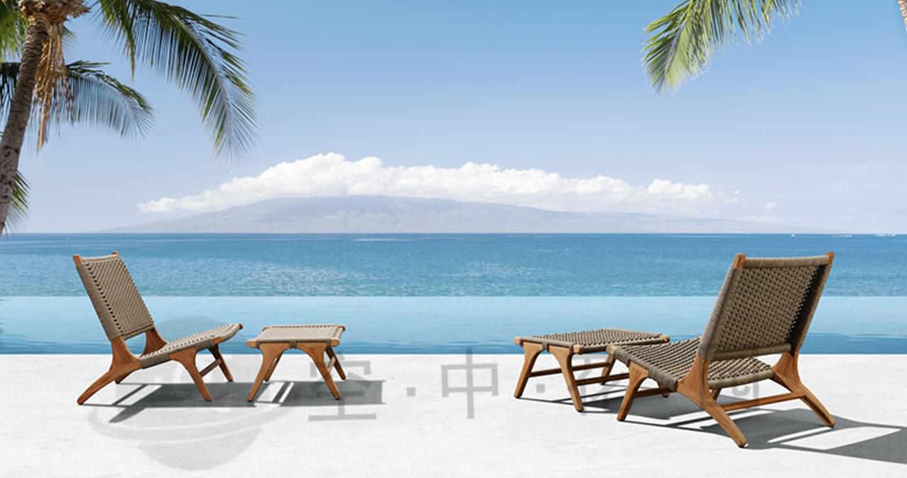 帝加古驰户外休闲情侣海边风格度假躺椅组合 柚木材质舒适安全